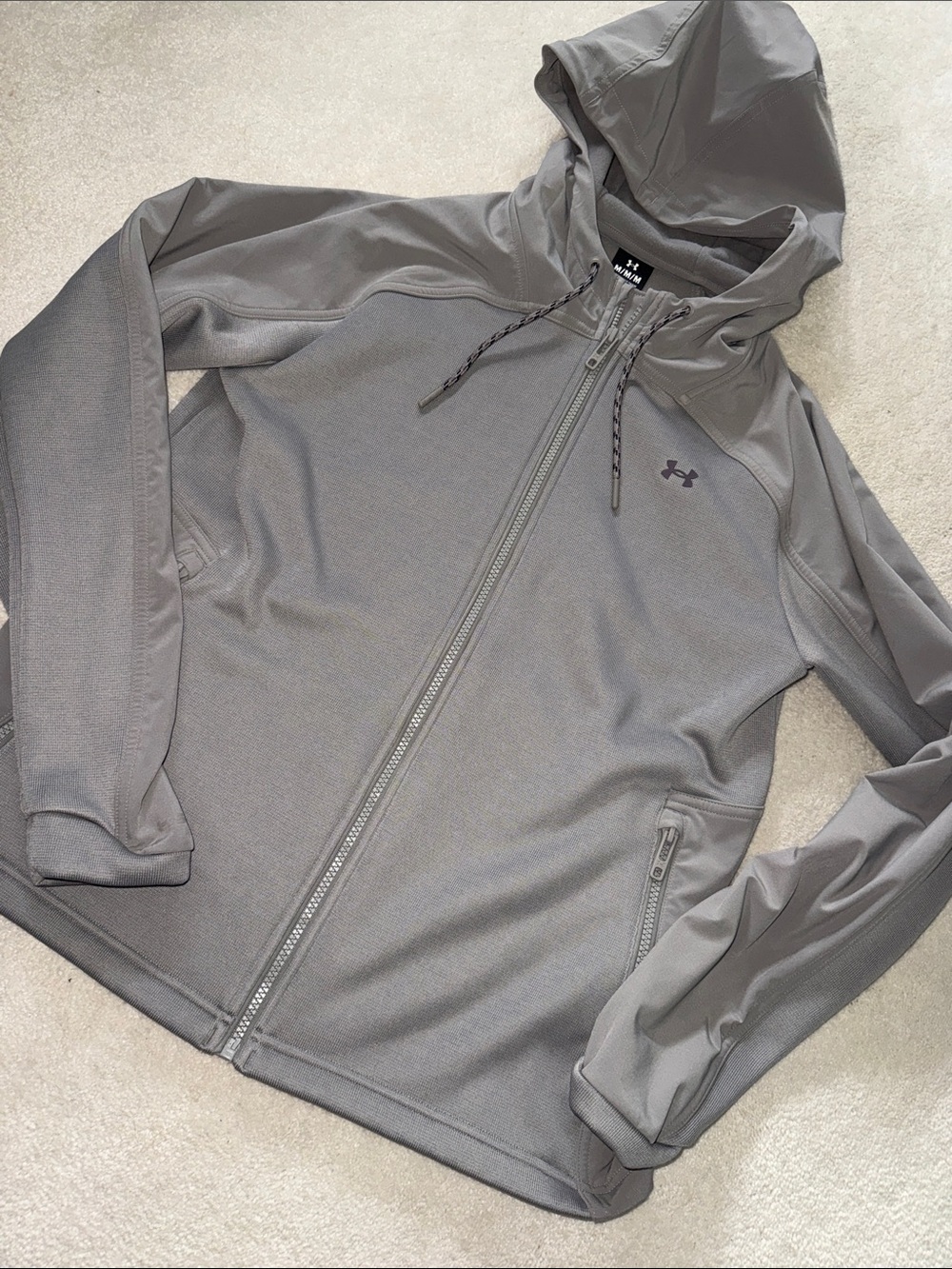 Under Armour Light Gray Full Zip Hooded Performance Jacket women’s